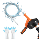 Drain Auger, Clog Remover with Drill Adapter, 25 Feet Flexible Plumbing Snake Use Manually or Powered for Kitchen, Bathroom and Shower Sink, Comes with Gloves (orange)