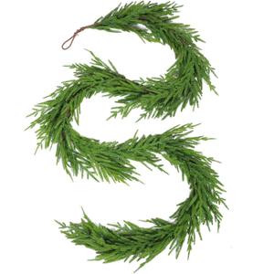 WBHome 9ft Real Touch Norfolk Pine Christmas Garland, Winter Greenery Garland for Christmas, Holiday Seasonal Outdoor/Indoor Home Decor, 9FT Long
