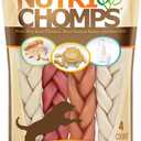 NutriChomps Dog Chews, 6-inch Braids, Easy to Digest, Rawhide-Free Dog Treats, Healthy, Real Chicken, Peanut Butter and Milk flavors, Pack of 4 (EXP 05/29/27)