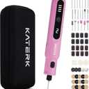 Katerk Mini Cordless Rotary Tool, 5-Speed Rotary Tool Kit, 5000-20000RPM & 70 Accessories, Multi-Purpose 3.7V Power Rotary Tool for Sanding, Engraving, Polishing, Drilling, 3D Printing, DIY Crafts (Pink)