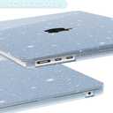 B BELK Compatible with MacBook Air 15 inch Case Glitter 2026 2025-2022 M5 M4 M3 M2 Model A3448 A3241 A3114 A2941,Protective Hard Shell for Mac Air 15" + Keyboard Cover & Screen Film, Sparkly Air Blue