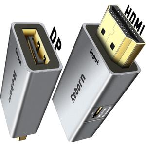 Reborn HDMI to DisplayPort Adapter | 4K@60Hz HDMI (Source) 2.0 Male to DP (Display) 1.2 Female Converter [1Pack] Display Port Adapter Compatible with Laptop,AMD,NVIDIA,PS5,Xbox and More