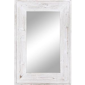 36 x 24 inches Wall Mounted Decorative Mirror, Rustic Wood Framed Rectangular Hanging Mirror with 4 Hangers for Farmhouse Bathroom, Entryway, Bedroom Décor