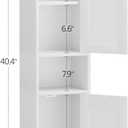 Bathroom Cabinet with 2 Doors, 7.3 x 9.8 x 40.4 Inches, Small Freestanding Storage Cabinet with Adjustable Shelf, Floor Cabinet for Small Spaces, Bathroom, Entrances, Kitchen, White