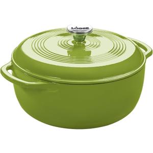 Lodge Essential Enamel Cast Iron Dutch Oven - Perfect for Bread Baking, Braising, Marinating & Slow Cooking - Features Moisture-Sealing Lid & Dual Handles - Kitchen Essentials - 6 Quarts - Avocado