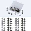 2 x 24 Sets Jean Button for Sewing Metal Jeans Denim,12 Sets Pin Buttons &12 Sets No-Sew Nailess Buttons with Screwdrivers,17mm