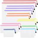 14pcs Mesh Zipper Pouch Bags, 8 Sizes Plastic Zippered Storage Bags for Organizing, Clear Pouches with Zipper, Waterproof Mesh Pouch for Office School Supplies, Home Organize, Travel Storage