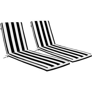 QIUJIAQI Outdoor Chaise Lounge Cushions 2 Pack, Weather-Resistant Patio Pool Lounge Cushions, (Black & White)