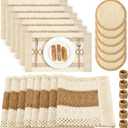 Xuhal 19 Pcs Boho Table Runner Placemat and Napkin Ring Set 11.8 x 106.3'' Woven Macrame Table Runner with Tassel Natural Burlap Round Rectangle Mat Farmhouse Decoration for Christmas Wedding Dinner