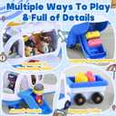 PLAY Airplane Toy for Kids - Toddler Airplane Toys Travel Plane Toys for Kids 2+ Years Old with Small Figures & Baggage Carrier, Musical Toy Airplane with Lights for Boys Girls Gifts Birthday (Blue)