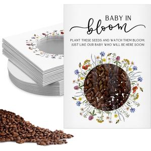 Fumete 50 Pack Baby in Bloom Seed Packets Baby Shower Party Favor for Guest Envelopes Kraft with Clear Window Resealable Seed Organizer Storage Bag for Gender Reveal Party, No Seeds (Colored Flowers)