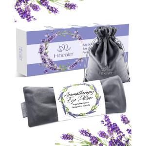 Lavender Eye Pillow for Relaxation, Yoga, Sleep  Weighted Eye Mask for Headache, Sinus, Aromatherapy Moist Heat Compress, Meditation Accessory, Relaxation Gift for Women (Grey)