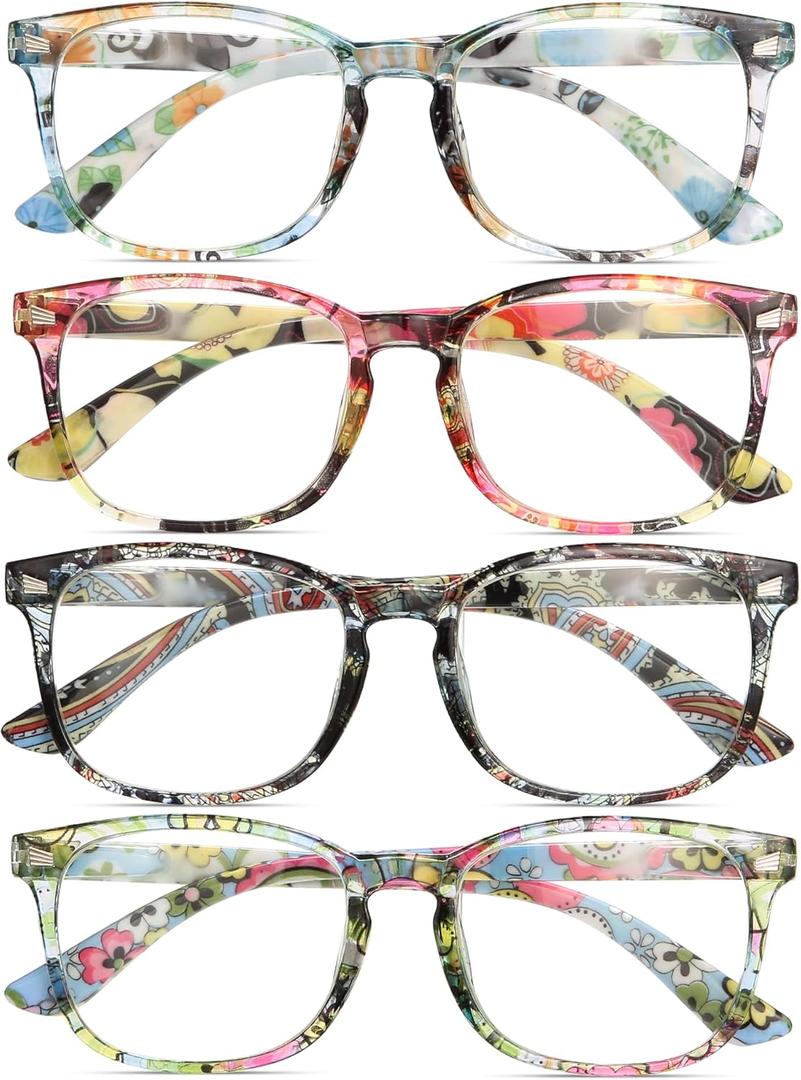 BLS BLUES Reading Glasses for Women/Men, Readers for Women/Men, Eye glasses, Blue Light Reading Glasses, Cheaters, Eyeglasses (A3 Flowers)