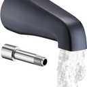 Bathtub Spout Without Diverter, 5.3", All Metal 304 Stainless Steel, Fits 1/2" Copper Slip-On and 1/2" or 3/4" IPS Threaded Pipes, Leak-Free Design, Easy Installation, Universal Fit, Matte Black