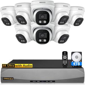 (4K/8.0 Megapixel & 130 Ultra Wide-Angle) with Audio PoE Dome Outdoor Home Security Camera System, Wired Outdoor Surveillance IP Cameras System
