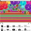 Mexican Cinco De Mayo Backdrop Colorful Stripes Paper Flowers Fiesta Backdrop Fiesta Cinco De Mayo Banner Mexican Party Decorations 7x5Ft