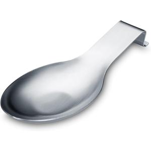 Matte Silver Spoon Rest, Stainless Steel Spoon Holder for Stove Top, kitchen utensils Holder for Ladles, Tongs, Spatula, Stove Spoon Holder, Pot Lid Holder, Dishwasher Safe (1PC-9.5 Inch)
