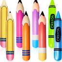 8 Pieces Inflatable Pencil Crayon Balloon Combo Set Rich Colours Back to School Party School Decoration for Classroom Playground Indoor Outdoor Birthday Party Decoration