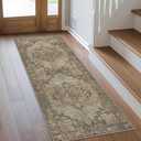 GENIMO 2x6 Runner Rugs for Hallway, Machine Washable Non Slip Vintage Rugs, Low Pile Lightweight Soft Print Rug for enrtyway, Corridor, Home Office, Kitchen, Rustic Brown