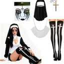 Yinxiang Jie Nun Horror Face Stickers, Clothing Accessories,  Decoration, Headwear Collar, Cross Pendant Necklace, Knee High Socks, Halloween Role-Playing Party