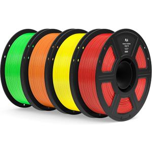 ELEGOO PLA Filament 1.75mm Bundle 4KG, 3D Printer Filament Dimensional Accuracy +/- 0.02mm, 4pcs 1kg Spool(2.2lbs) Fit Most FDM 3D Printers (True Red, Yellow, Orange, Neon Green)