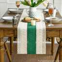 Artoid Mode Dark Green Farmhouse Rustic Table Runner, Seasonal Holiday Hollow Kitchen Dining Table Decoration for Home Party Decor 12x60 Inch