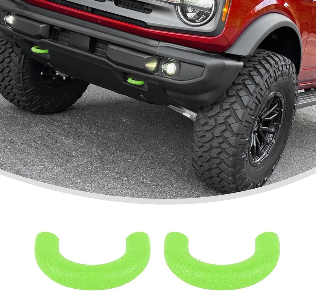 Linskip for Standard Bumper Tow Hook Covers Fit for 2021-2025 Ford Bronco Base, for 2004-2025+ Ford F150, Front Tow Hook Rubber Sleeve Protectors for Bronco Accessories(Baby Green)