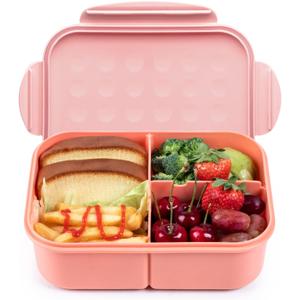 MISS BIG Bento Box,Bento Box Adult,Lunch Box,Leak Proof Lunch Containers,No BPAs and No Chemical Dyes Bento Lunch Box,Dishwasher and Microwave Safe Lunch Containers for Adults(1900ml Pink)