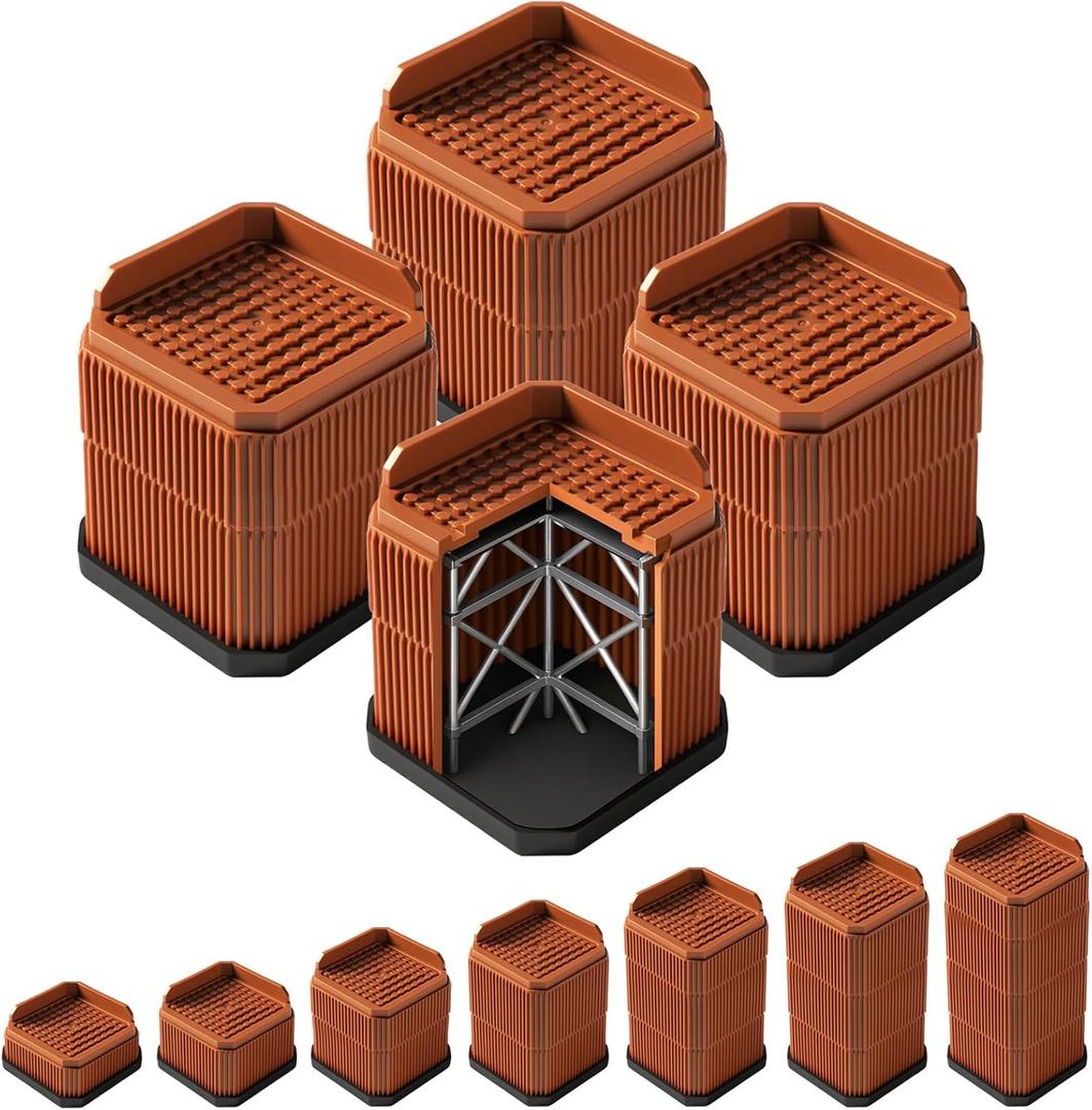 Heavy Duty Sofa Risers 2.8 Inch, Industrial-Grade Desk Raise Blocks for Couch, Table, Bed, Refrigerator, Washing Machine  Anti-Slip, Shock Absorbing, Quiet, Supports up to 4000 lbs(Brown)