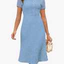 Annebouti Womens 2025 Spring Summer Short Sleeve Elegant Lace Button Down Semi-Formal Work Business Casual Midi Dress Size Medium