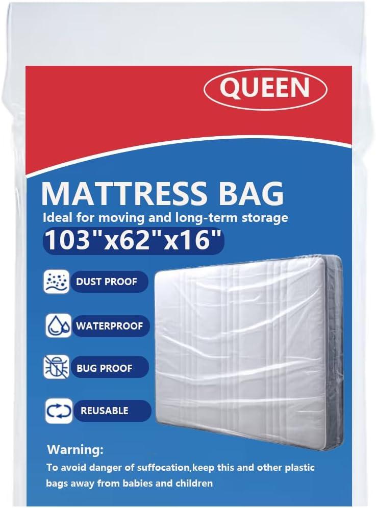 Plastic Mattress Bag for Moving Storage, Mattress Protector Cover ,Mattress Bag for Disposal (Queen)