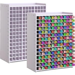 2 Pack Marker Storage Organizer Marker Organizer for Desk Holder Art Paint Pen Rack with Removable Divider to Store Paint Brushes Pens Color Pencils(13.2 x 10 x 5.3,180 Slots)