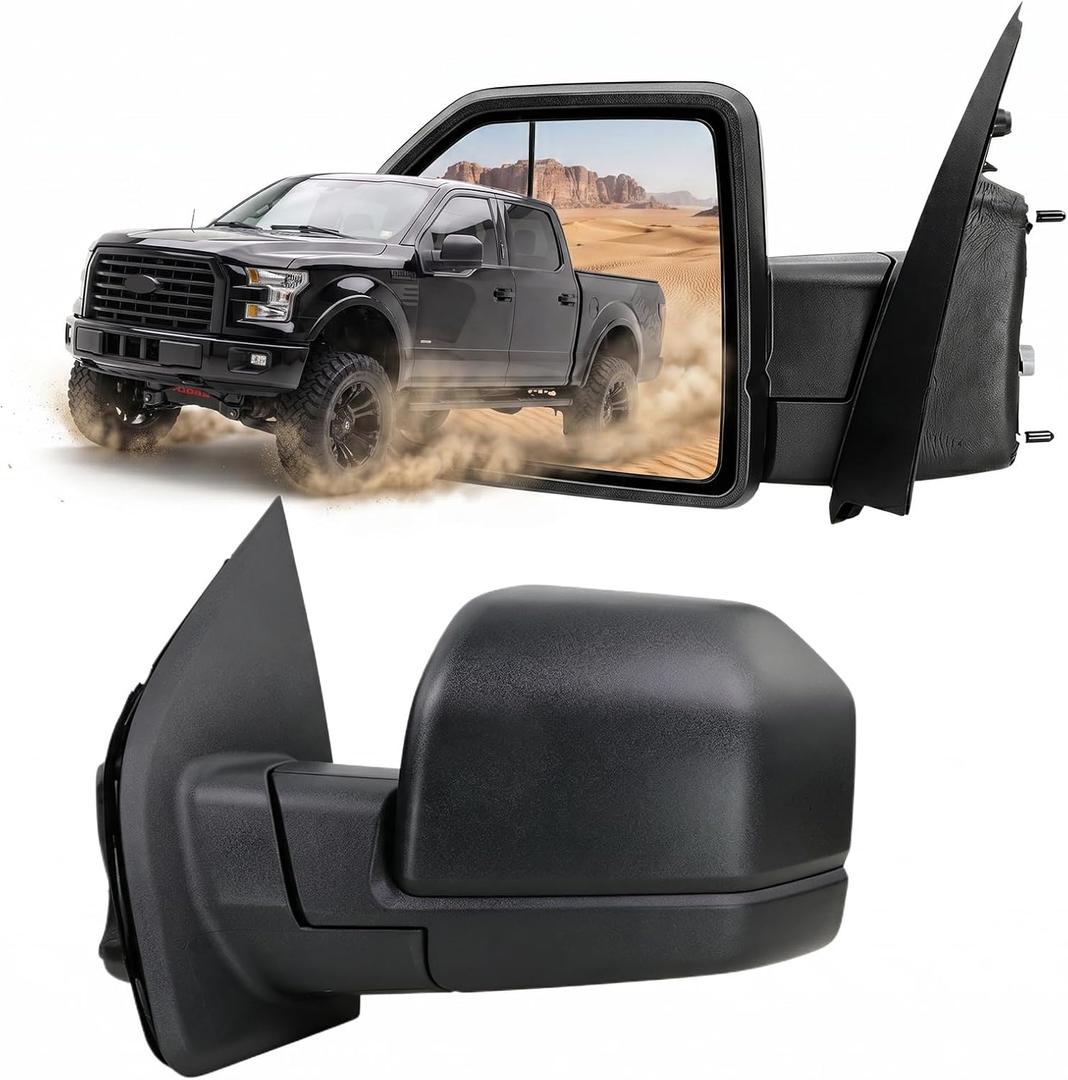 Left driver Side Door Mirror with Blind Spot Glass Power Fits 2015-2020 Ford F150 Without Turn Signal Light Non-Heated (3Pins) Replaces: ‎FL3Z17683AK