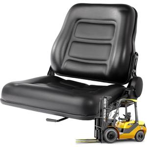 Universal Forklift Seat with Adjustable Backrest - Durable Leather Comfortable Replacement Forklift Seat, High-Resilience Foam, Fits Forklift, Dozers, Excavators, Tractors and More