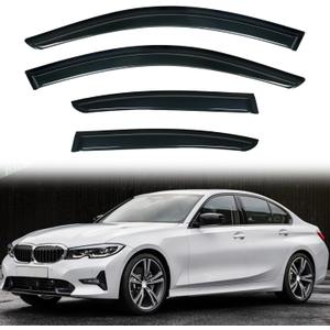 Rain Guards Compatible with 2012-2019 BMW F30 3-Series 4-Door Sedan M3 318 320 325 328 330 335 340 i d xdrive e Tape-On Side Window Visor Wind Deflector Vent Visors Car Accessories