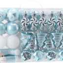 Sea Team 77-Pack Assorted Shatterproof Christmas Balls Christmas Ornaments Set Decorative Baubles Pendants with Reusable Hand-held Gift Package for Xmas Tree (Babyblue)