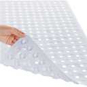 Yimobra Bath Tub Mat Non Slip, 34.5"x15.5" Long Shower Mat, Machine Washable Bathmat with Drain Holes and Suction Cups, Soft on Feet, Bathroom Essentials, White