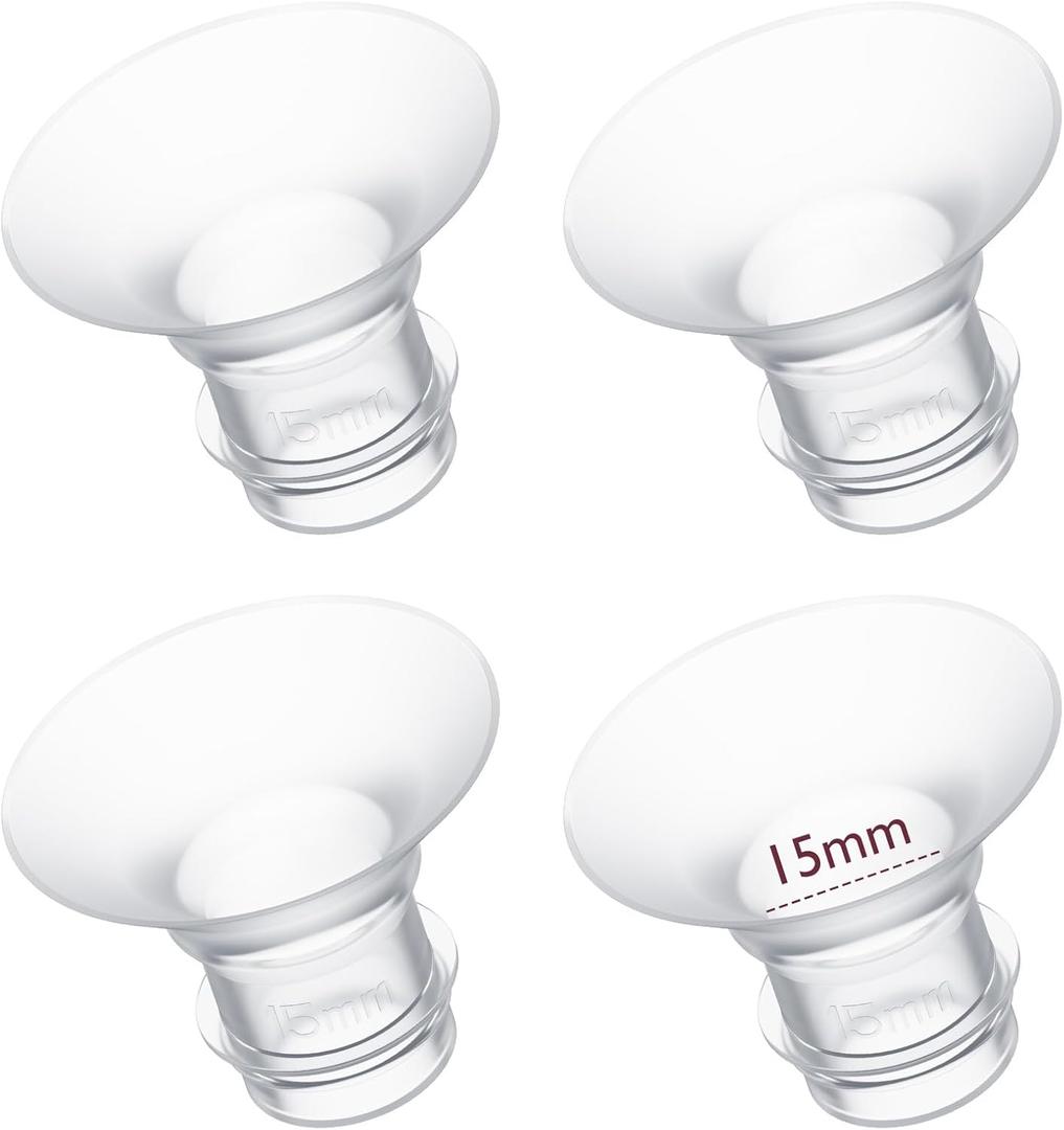 Momcozy Flange Insert 15mm Compatible with 24mm Flange/Shield of Most Pumps, Insert for Breast Pump Replacement Accessories, 4PCS 15mm (Transparent)