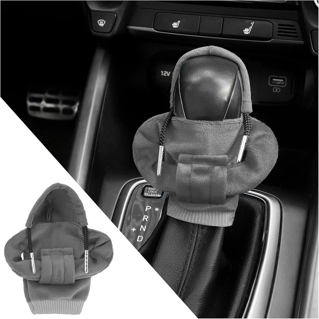 3 x YGDMD Car Gear Shift Cover,Cute Gear Shift Knob Cover with Fashionable Mini People Design,Universal Gears Shifts Hoodie for Most Car Gears Shifts Levers Cars Interior Accessories (Grey) (Gray)