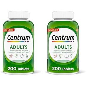 Centrum Adult Multivitamin/Multimineral Supplement with Antioxidants, Zinc, Vitamin D3 and B Vitamins, Gluten Free, Non-GMO Ingredients - 200 Count (Pack of 2)