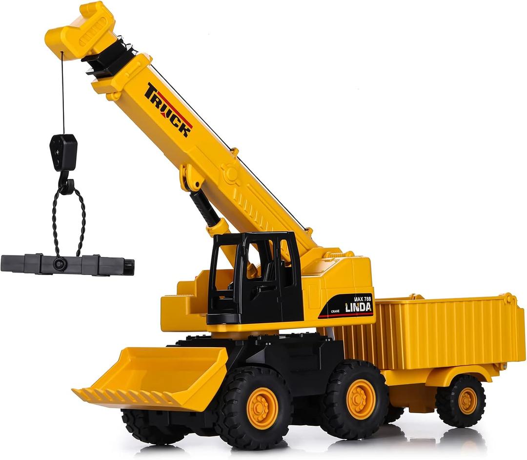 SASBSC Crane Toy Trucks for 3+ Year Old Boys 3 in 1 Crane Truck Toys for 3 4 5 6 7 Year Old Boy Friction Power Transport Dump Trucks for Kids Ages 3-7 Birthday Gifts for Toddlers