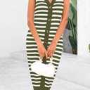 BTFBM Casual Women Spring Dresses 2025 Sleeveless Striped Midi Button Down Dress Ribbed Knit Cardigan Cover Up Dress (XXL)