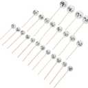 Ciieeo 24pcs Disco Cupcake Insert Toppers Style Cake Decorations for Birthday Parties Silver Mirror Finish for Photo Props and Party Favors