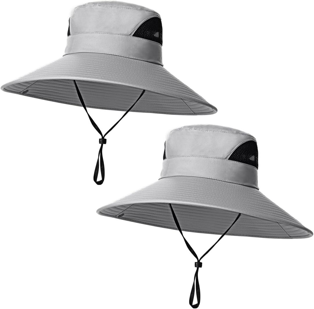 Oversize Sun Hat Men XXL Wide Brim Bucket Hat Big Head Waterproof UPF 50+ Summer Sun Cap for Fishing Hiking Safari (Gray)