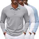 COOFANDY Men's Polo Shirt Long Sleeve Moisture Wicking Golf Shirts Sun Protection Collared Work Shirts (L)