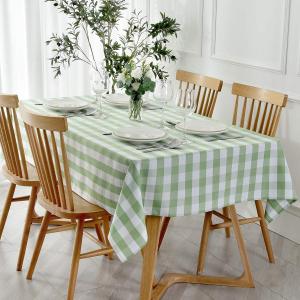 maxmill Checkered Rectangle Tablecloth Water Resistance Wrinkle Free Spillproof Heavy Weight Gingham Plaid Table Cloth for Buffet Banquet Parties Event Holiday Dinner, 60 x 84 Inch Mint and White (84" x 60" (Rectangular))