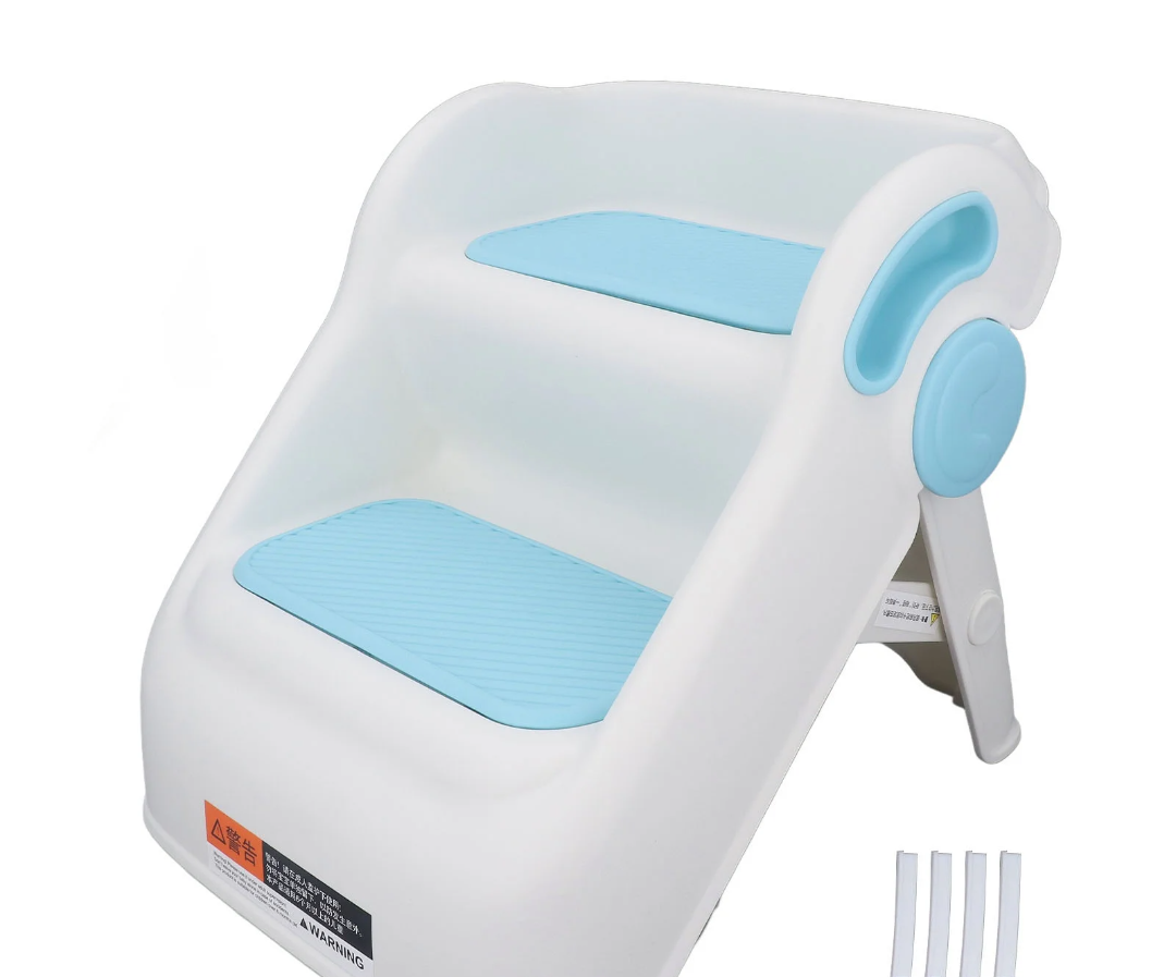 Toddler Step Stool Foldable 2 Step for Kids Collapsible Anti-Slip Stepping for Bathroom Sink, Potty Toilet, Kitchen Helper (Blue)