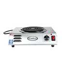 Cadco CSR-3T 14" Electric Portable Countertop Hi-Power Hot Plate w/One Tubular Burner for Restaurant Hotel Food Truck Concession Kiosk, Stainless Steel, 120v