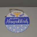 Happy Hanukkah Front Door Sign, Chanukah Decor for Home Front Door Porch Patio Jewish Festival of Lights Wooden Hanging Signs Decoration