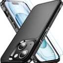 for Apple Recommend Shockproof iPhone 15 Case,[15 FT Military Grade Drop Protection],with 2X [Kevlar 9H Glass Screen Protector] Air Bumpers Full-Body Protective Case (Black, iPhone 15)